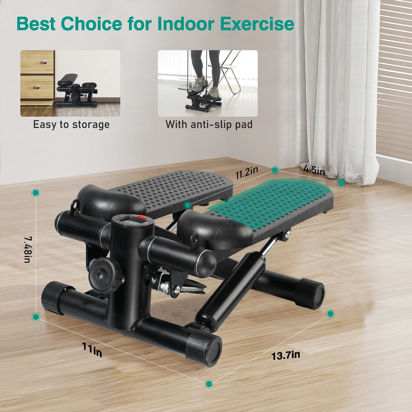 HIEE Desk Pedal Exerciser With LCD Monitor And Resistance Bands