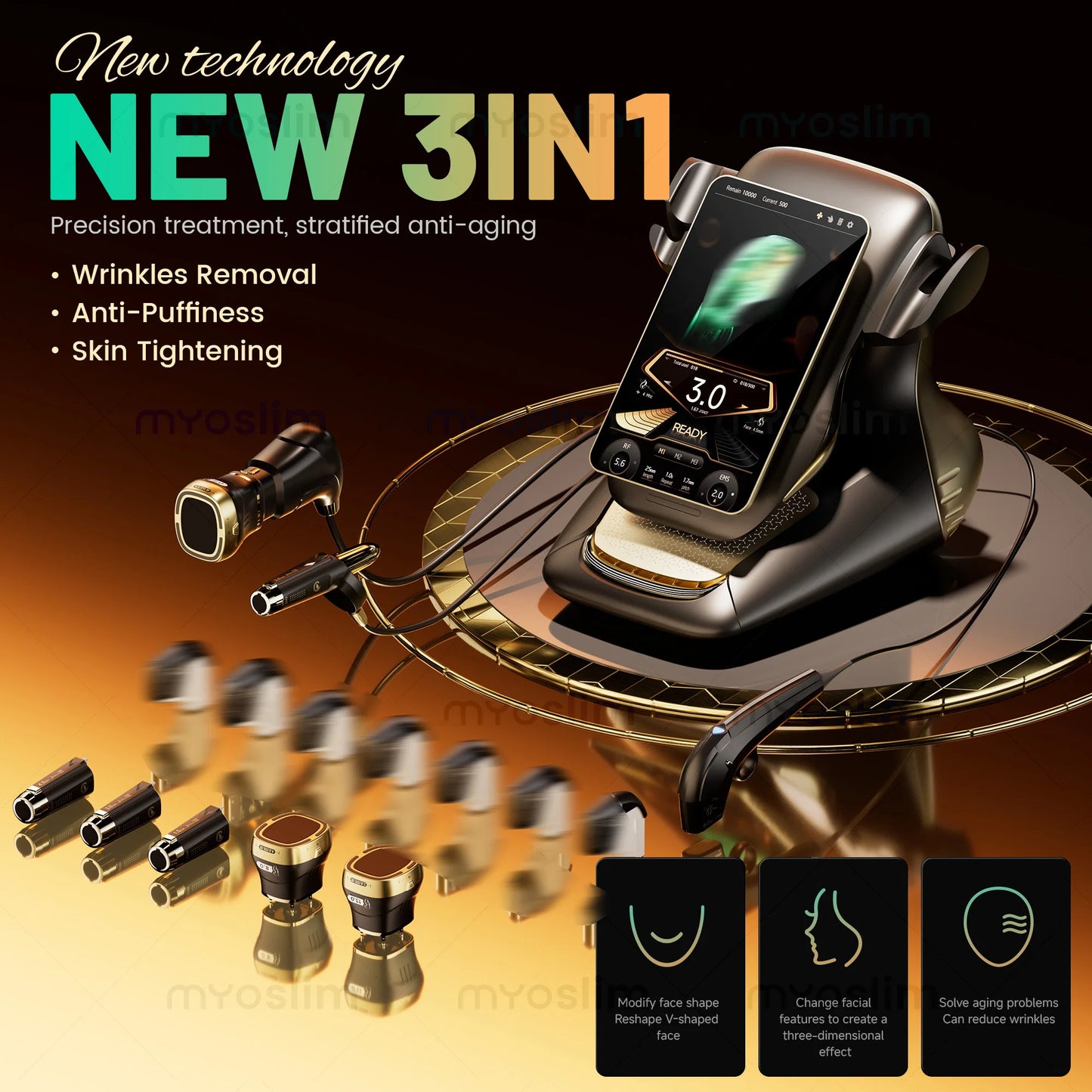 MYOSLIM Portable 360 Max RF EMS 3in1 Facial Beauty Device