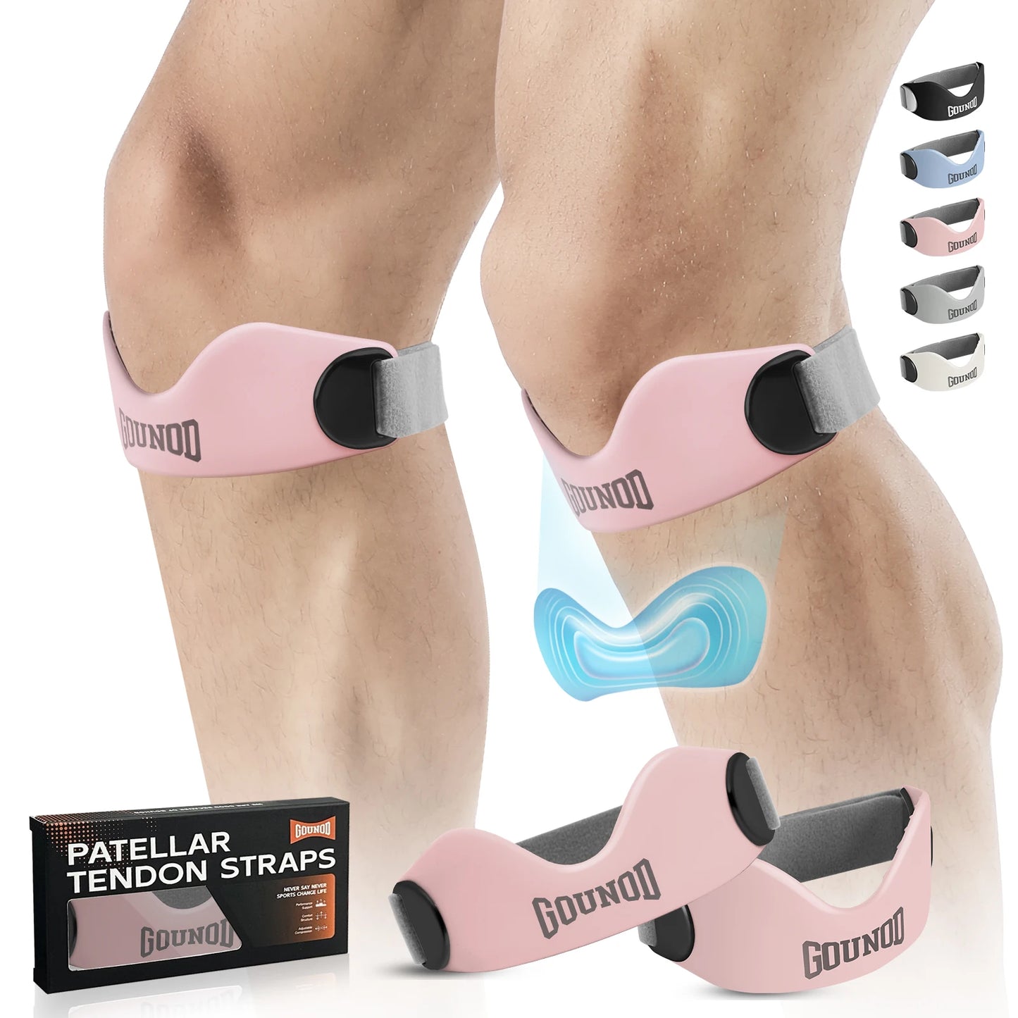 GOUNOD Silicone Patellar Tendon Support Strap for Knee Pain Relief