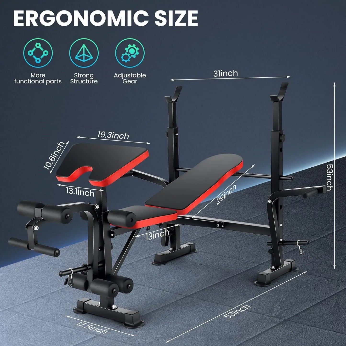 Six In One Weight Bench Set With Squat Rack And Adjustable Incline 660lb
