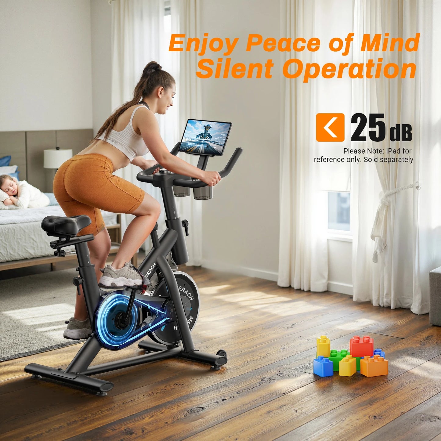 MERACH Indoor Exercise Bike With Tablet Mount And Low Noise