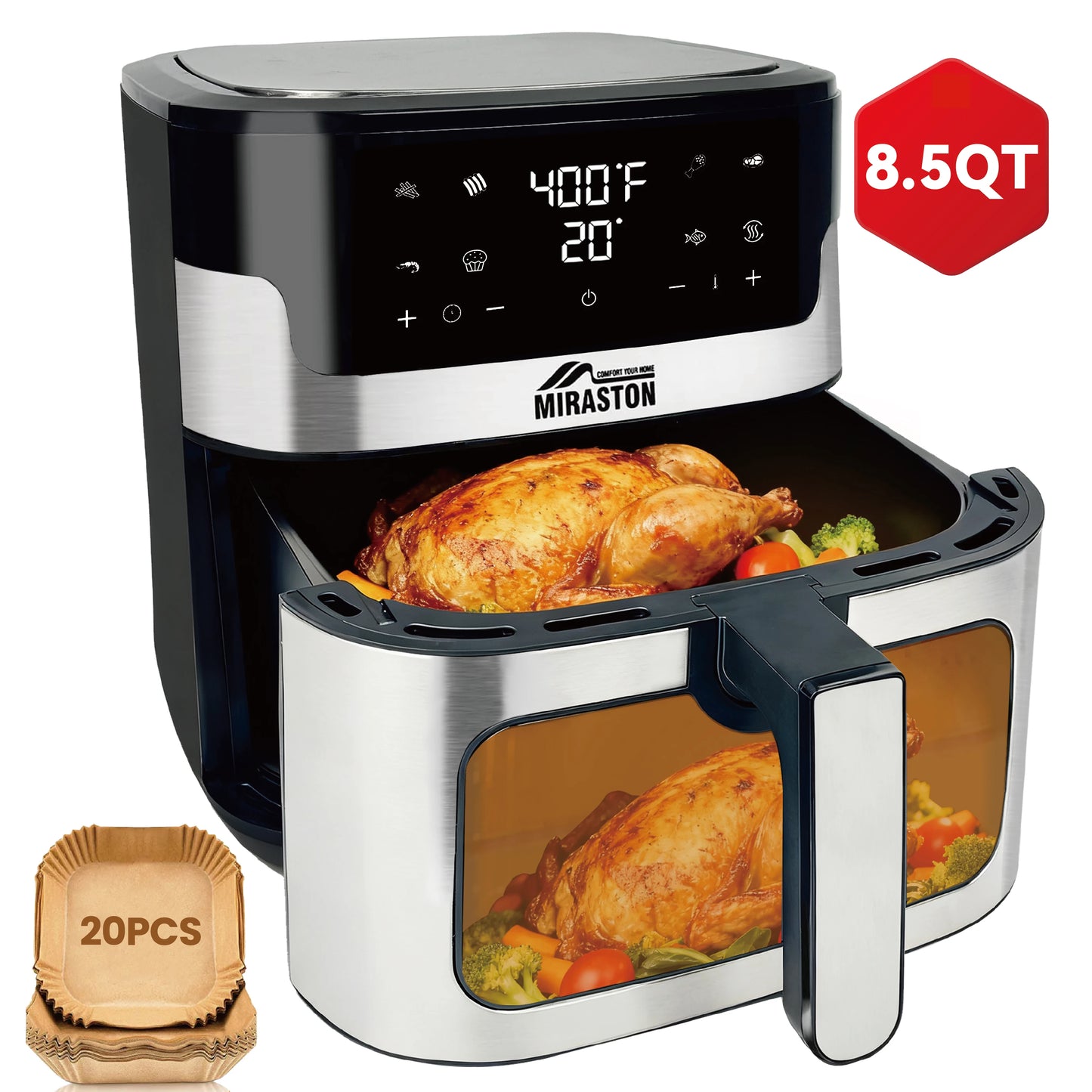 MIRASTON Digital Air Fryer With Smart Touchscreen And 8 Presets