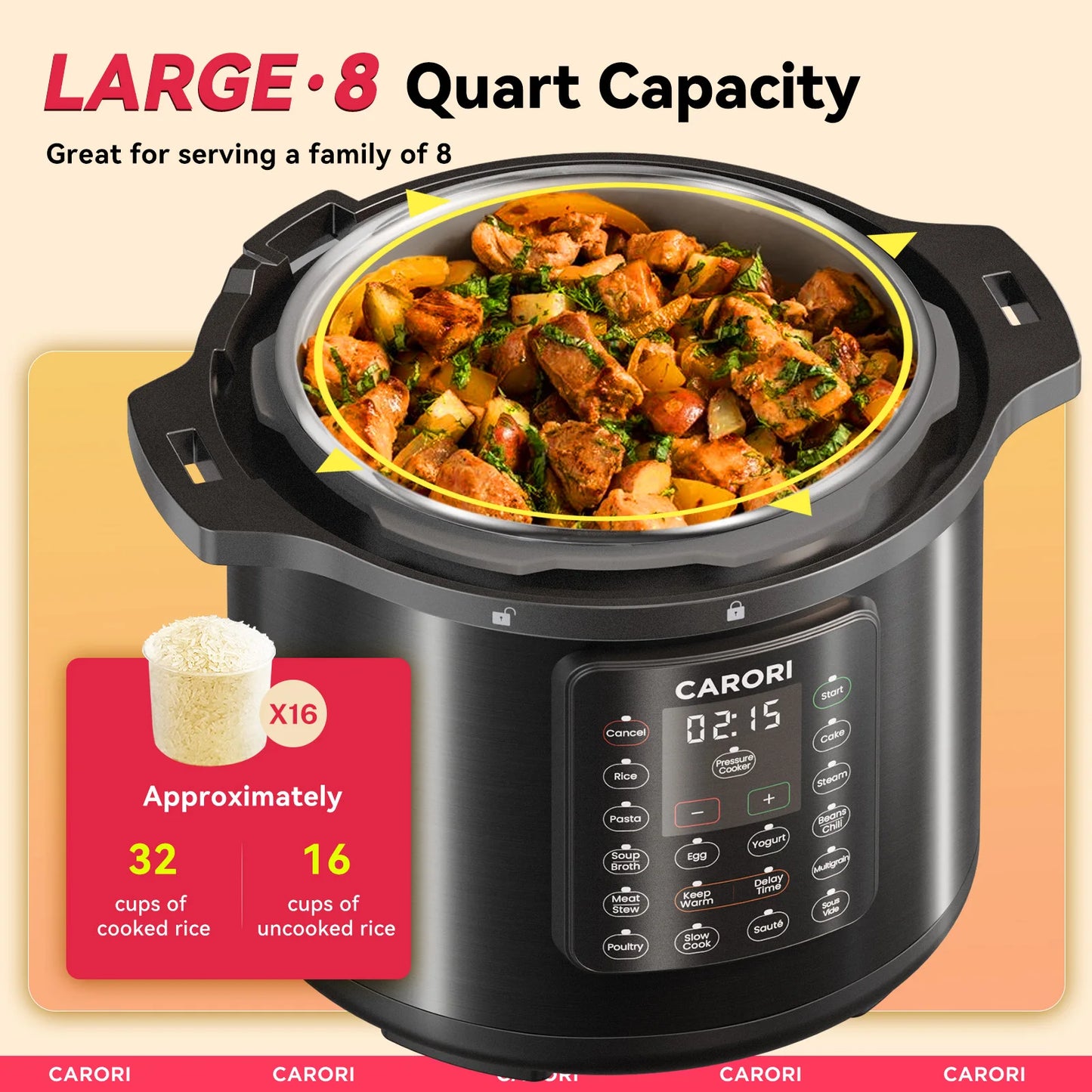 Carori 12-In-1 Electric Pressure Cooker With Slow Cook And Steamer