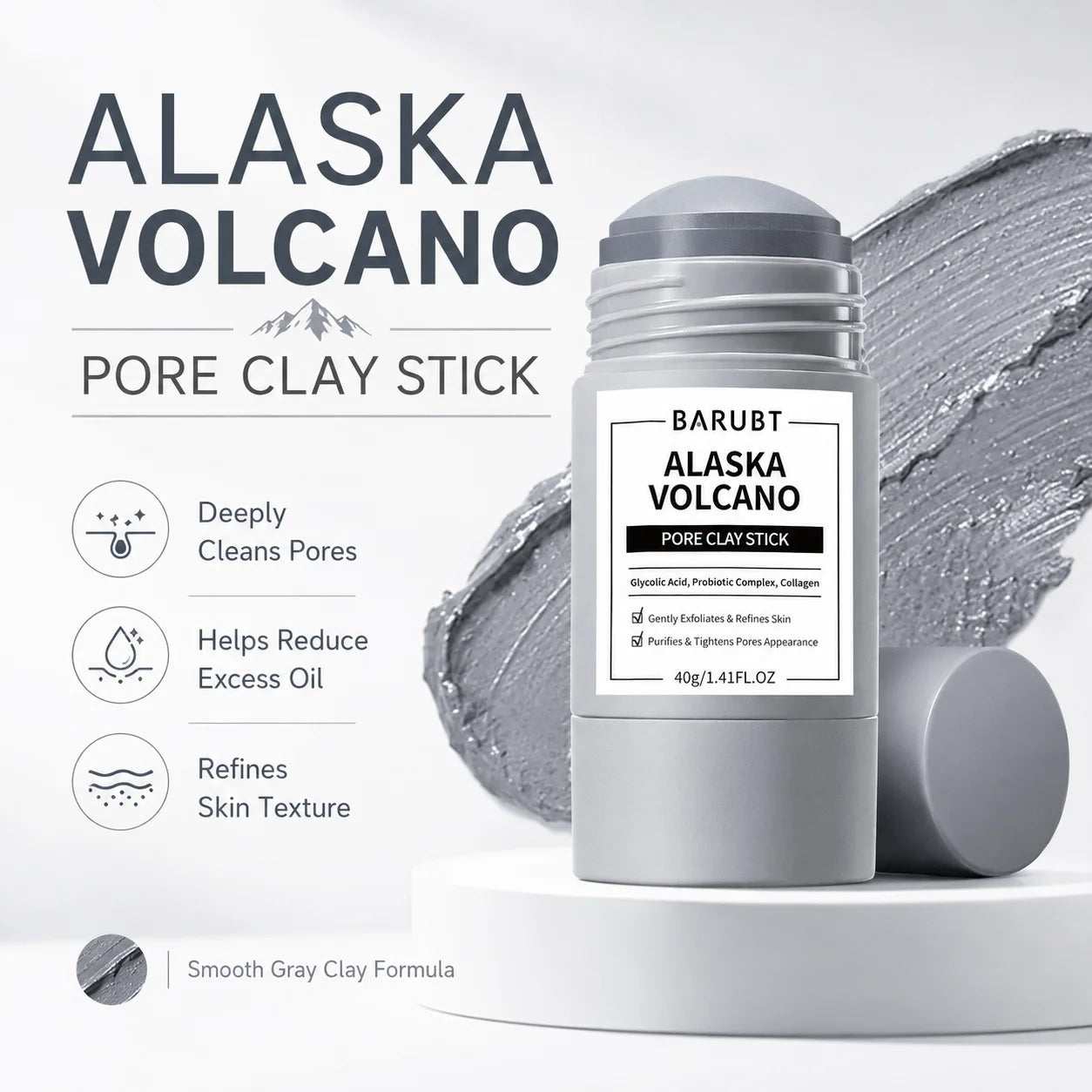 Portable Clay Stick Facial Mask Volcanic Mud Pore Minimizing