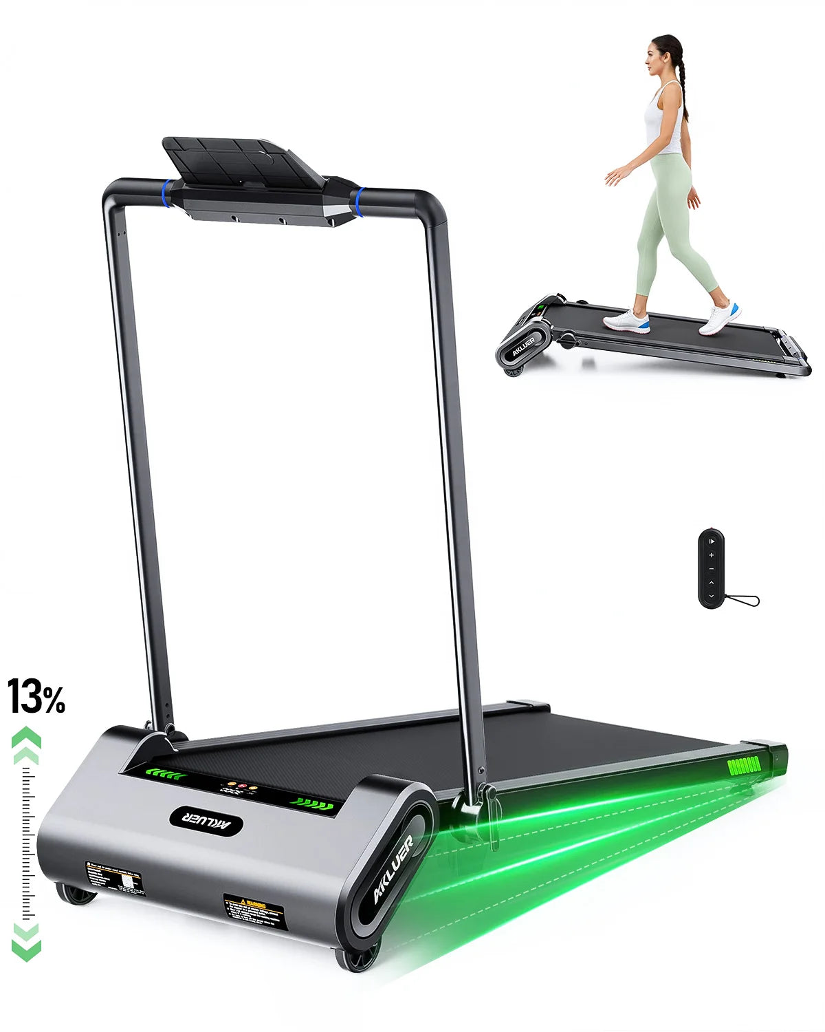 AKLUER Walking Pad Treadmill With Auto Incline And Desk Use