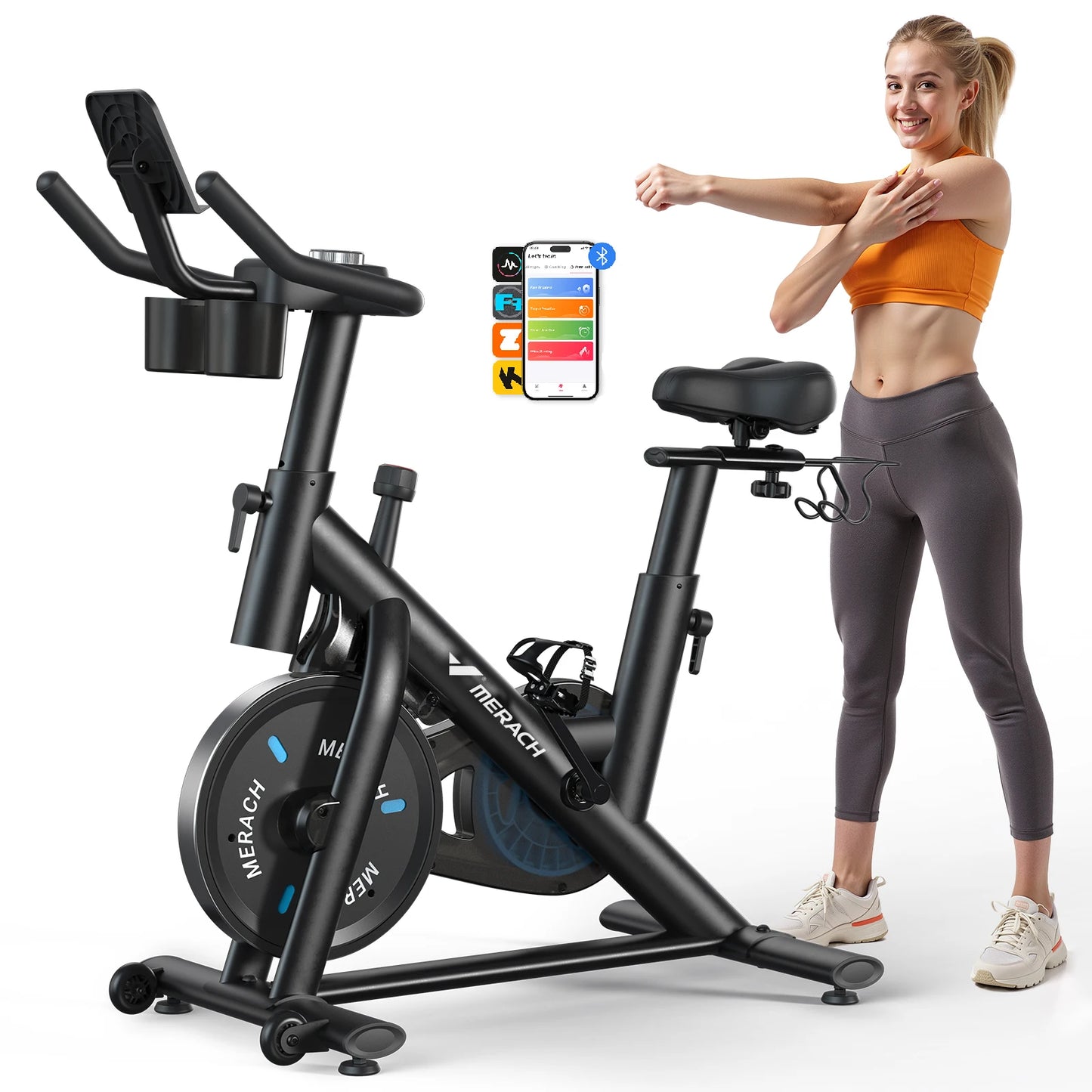 MERACH Magnetic Stationary Bike With App Bluetooth Indoor Cycling