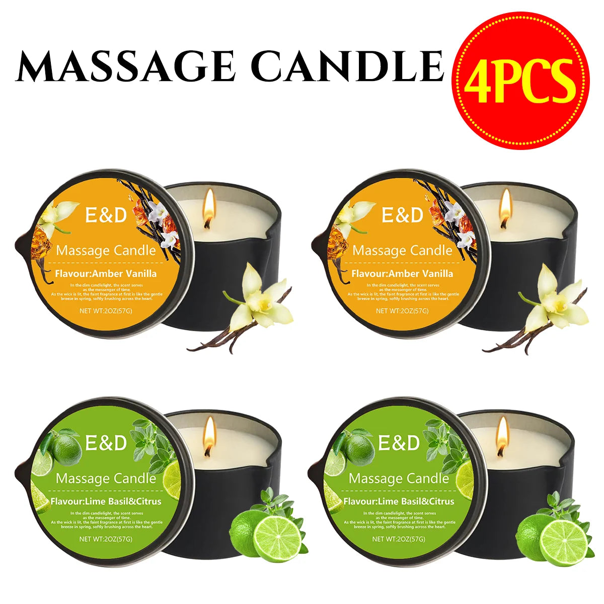 EVODUCK Massage Oil Candle With Essential Oils Scent Soy Wax