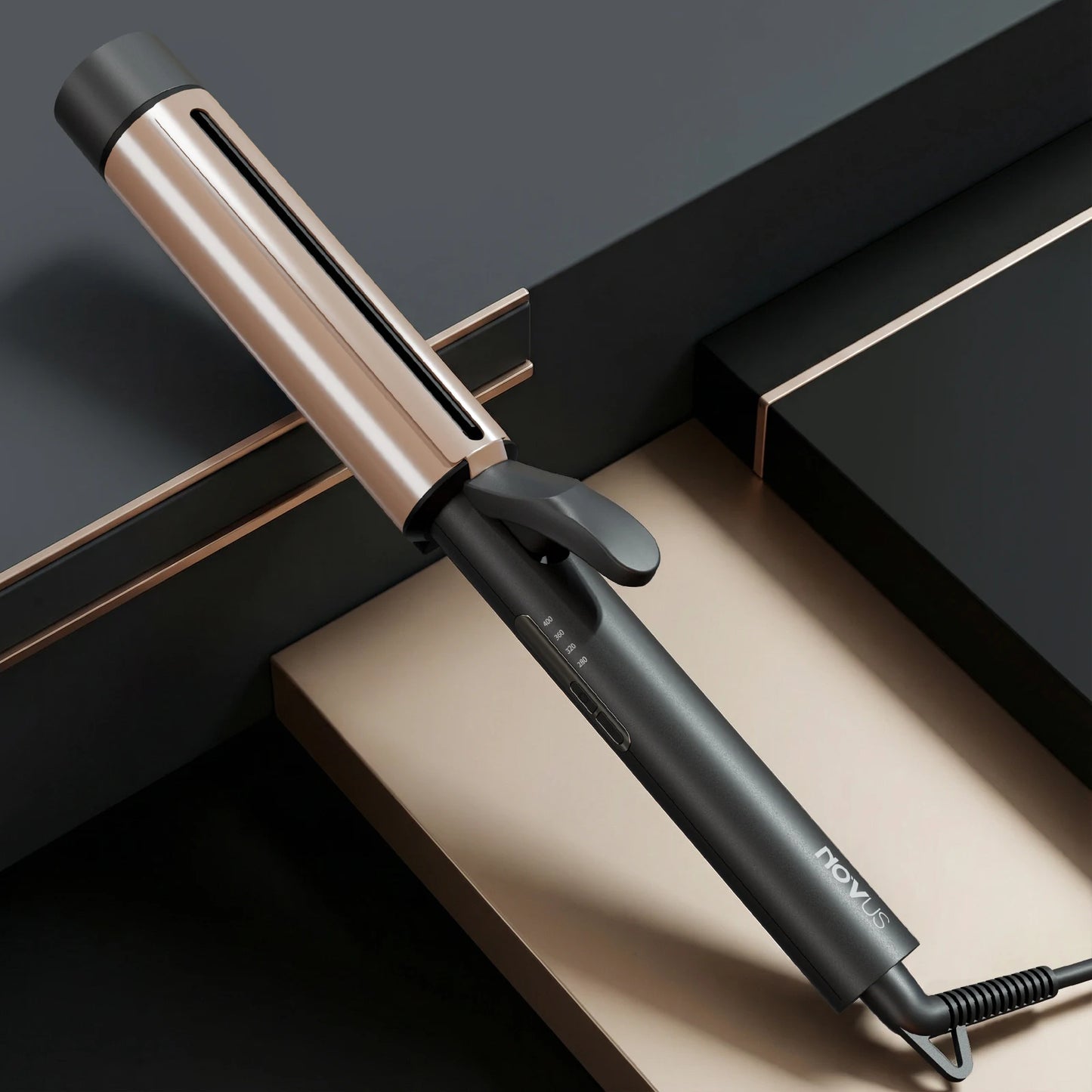 NOVUS Ceramic Tourmaline Curling Wand With 2 Clips Negative Ions