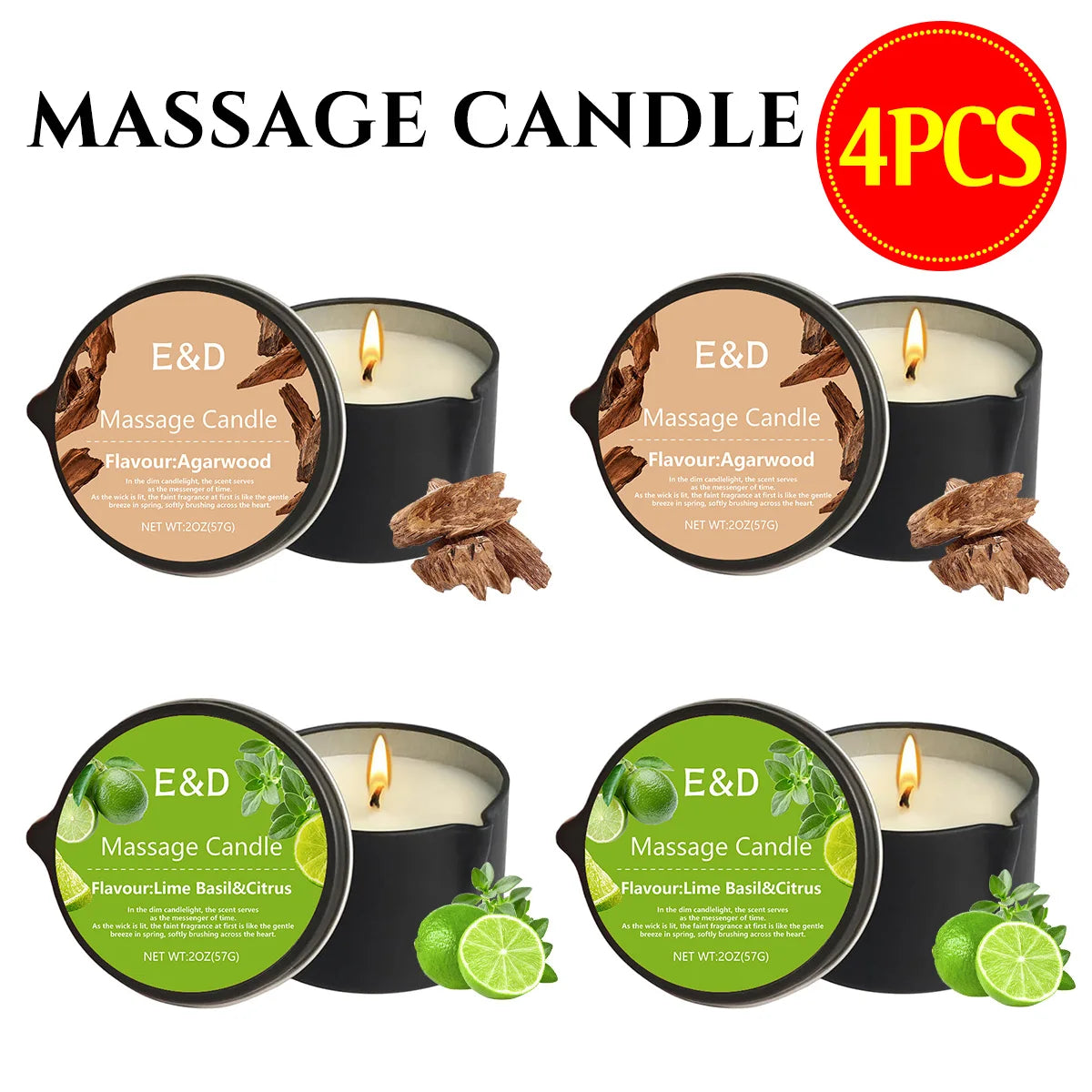 EVODUCK Massage Oil Candle With Essential Oils Scent Soy Wax