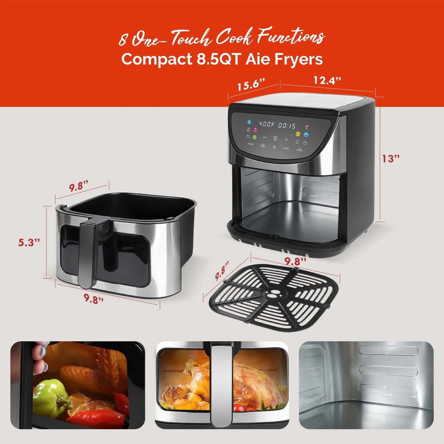 Air Fryer With View Window And Ten Presets Digital Programs