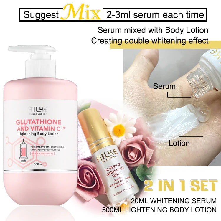 AILKE Whitening Skin Care Set Glutathione Vitamin C Brightener Moisturizer