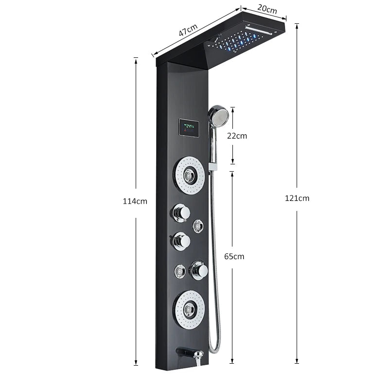 Quyanre LED Shower Panel Tower System Rainfall Massage
