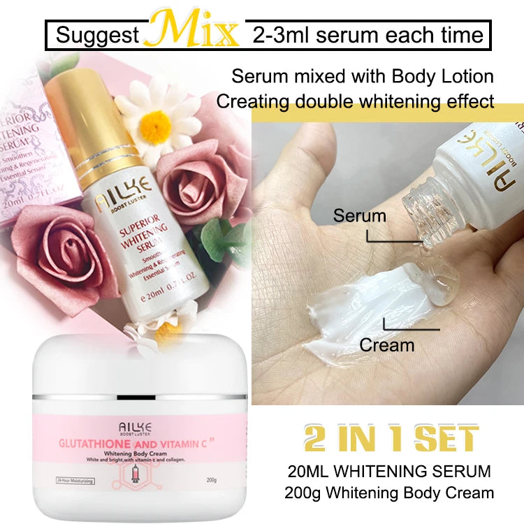 AILKE Whitening Skin Care Set Glutathione Vitamin C Brightener Moisturizer
