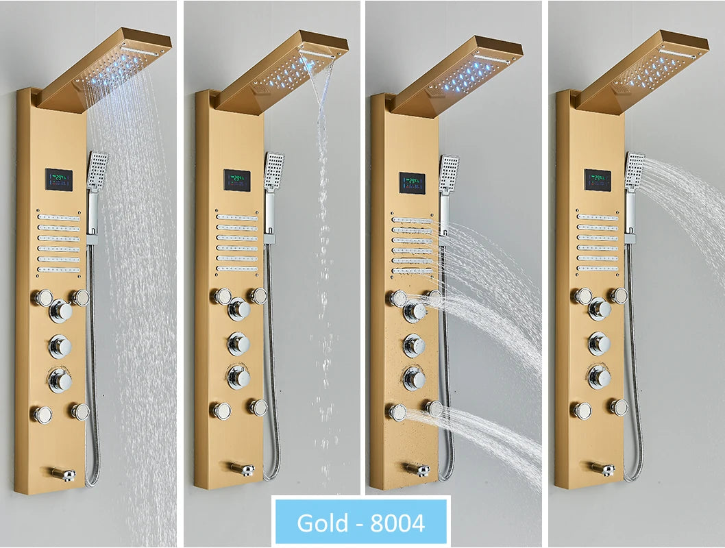 Quyanre LED Shower Panel Tower System Rainfall Massage