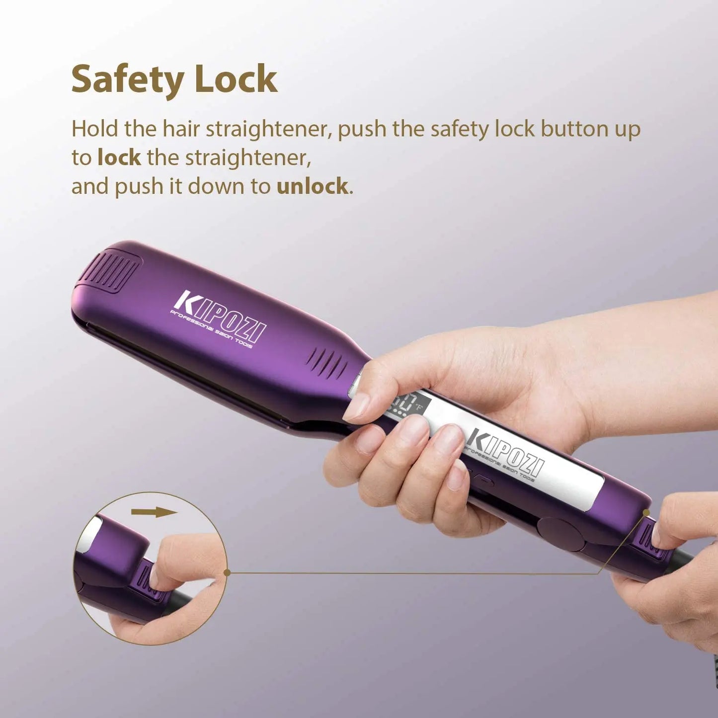 KIPOZI Titanium Flat Iron With Digital LCD Display Dual Voltage