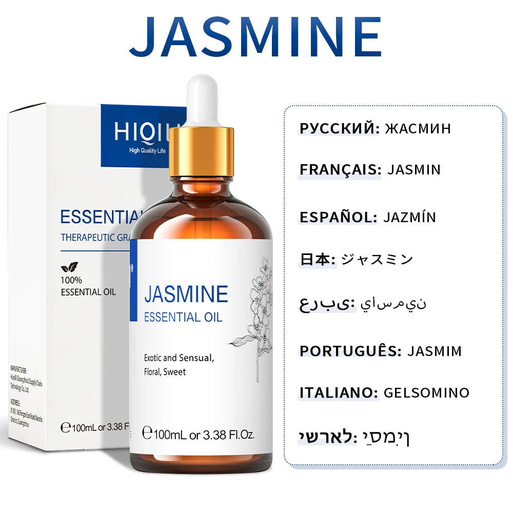 HIQILI Lavender Jasmine Rose Vanilla Mint Eucalyptus Lemon Essential Oils