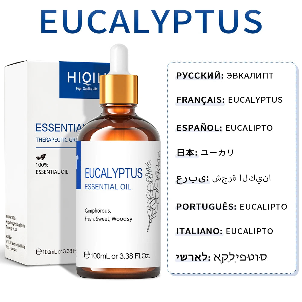 HIQILI Lavender Jasmine Rose Vanilla Mint Eucalyptus Lemon Essential Oils