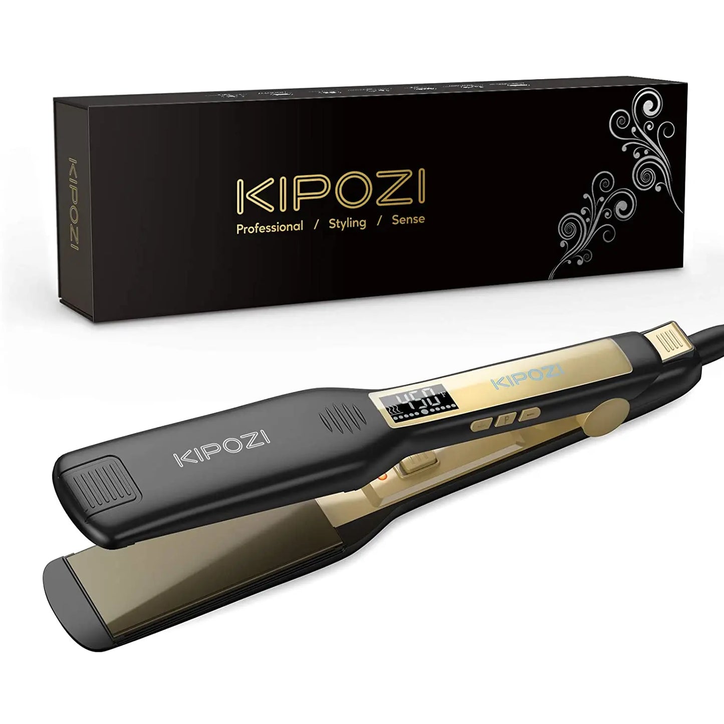 KIPOZI Titanium Flat Iron With Digital LCD Display Dual Voltage