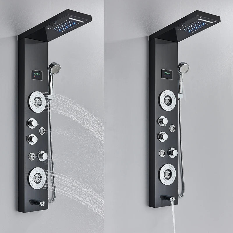 Quyanre LED Shower Panel Tower System Rainfall Massage