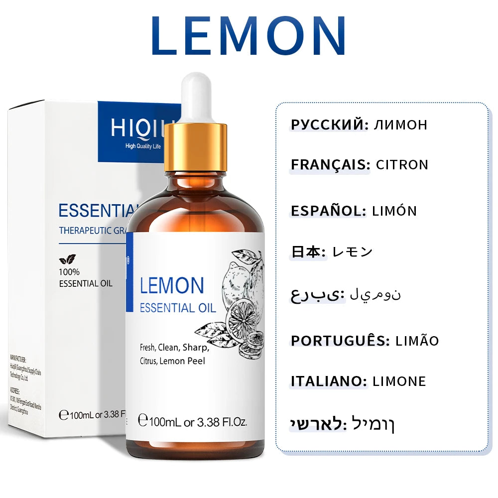 HIQILI Lavender Jasmine Rose Vanilla Mint Eucalyptus Lemon Essential Oils