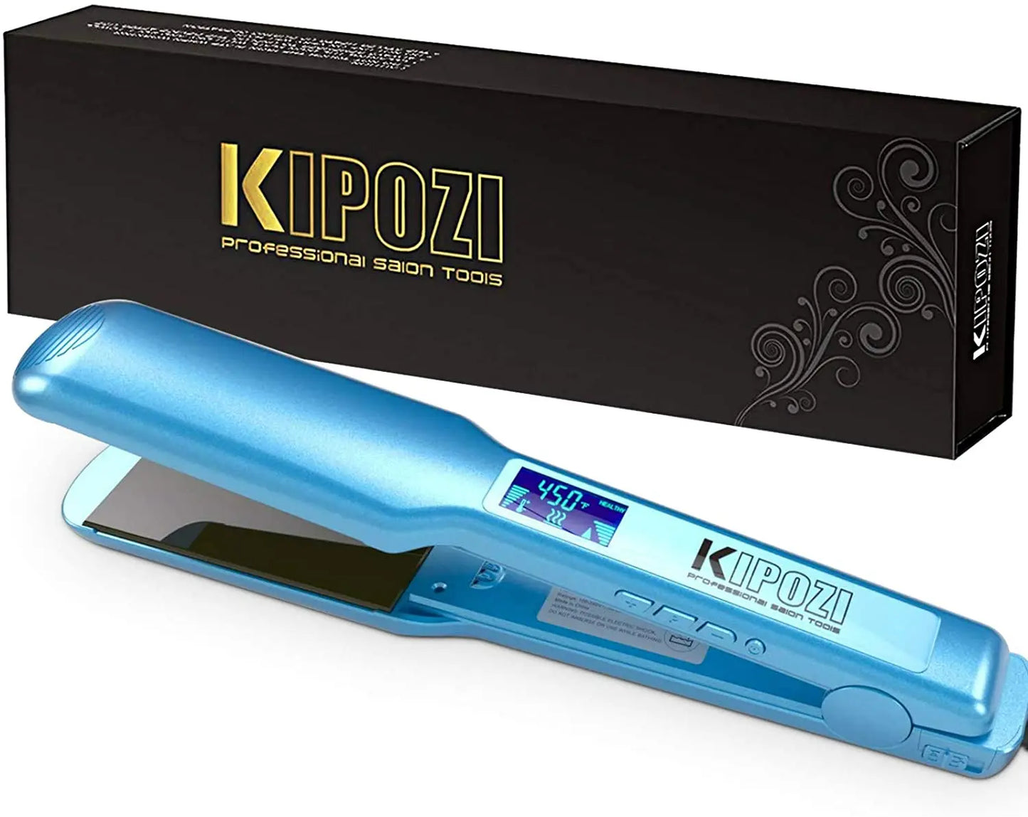 KIPOZI Titanium Flat Iron With Digital LCD Display Dual Voltage