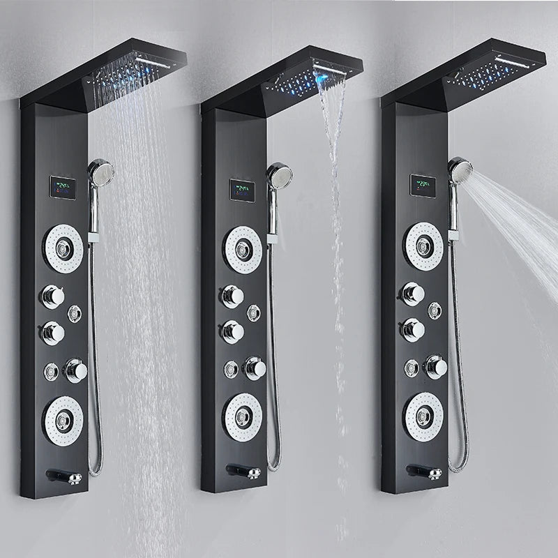 Quyanre LED Shower Panel Tower System Rainfall Massage