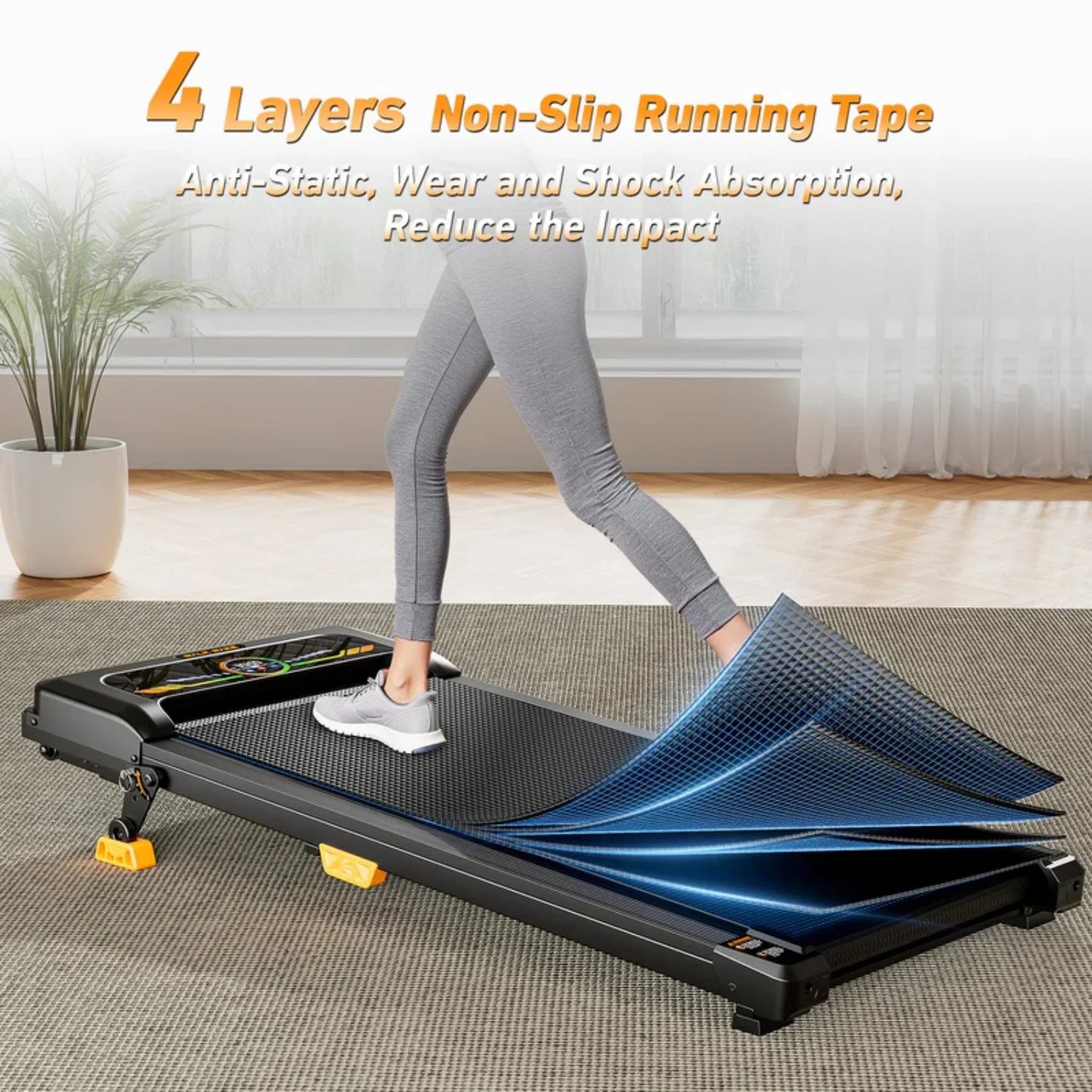 Portable Incline Walking Pad 330lb Capacity Under Desk Treadmill