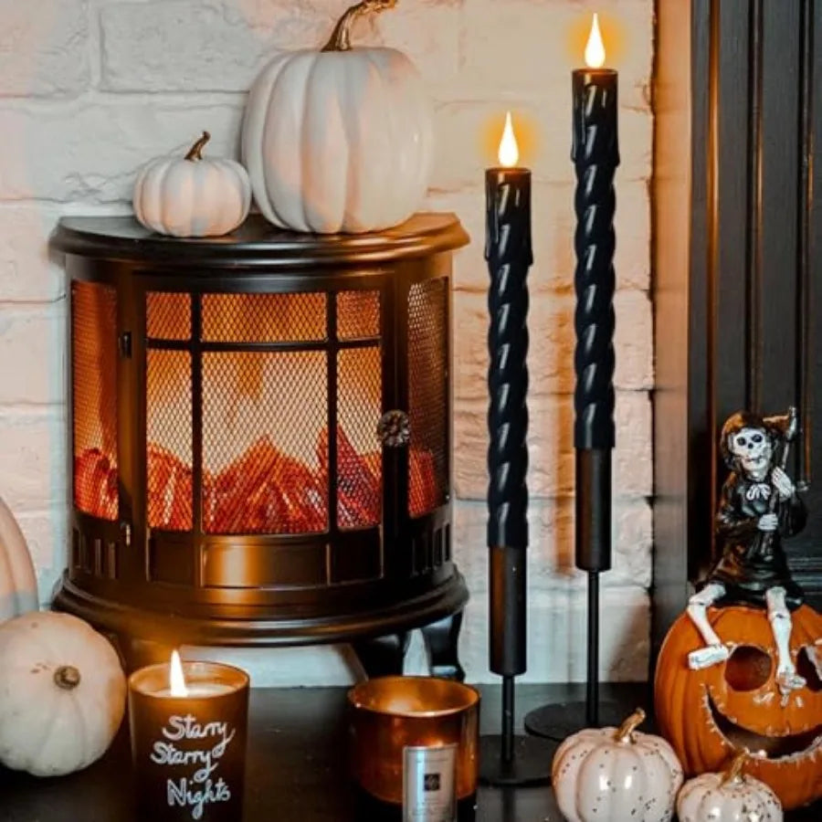 Plastic Flameless Taper Candles With Remote Timer Battery Operated