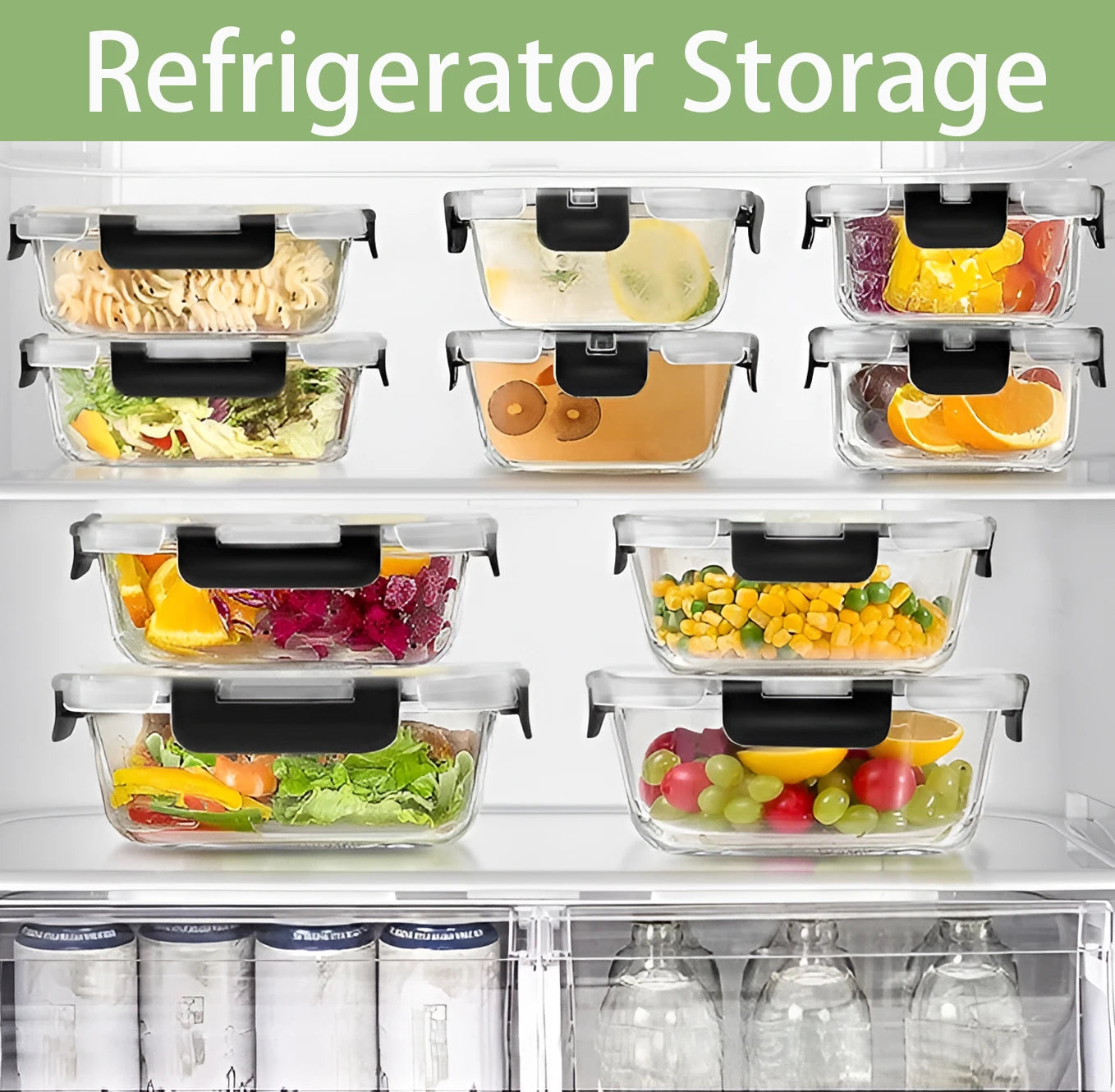 Glass Lunch Box Meal Prep Containers 12 Pieces Airtight Storage