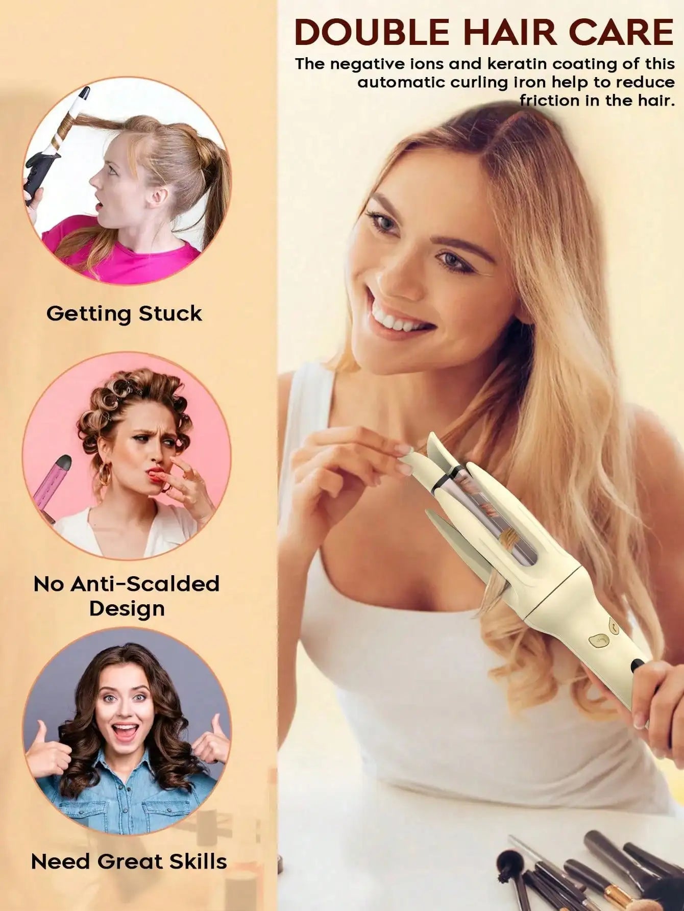 Automatic Hair Curler For Medium To Long Hair Anti Scald