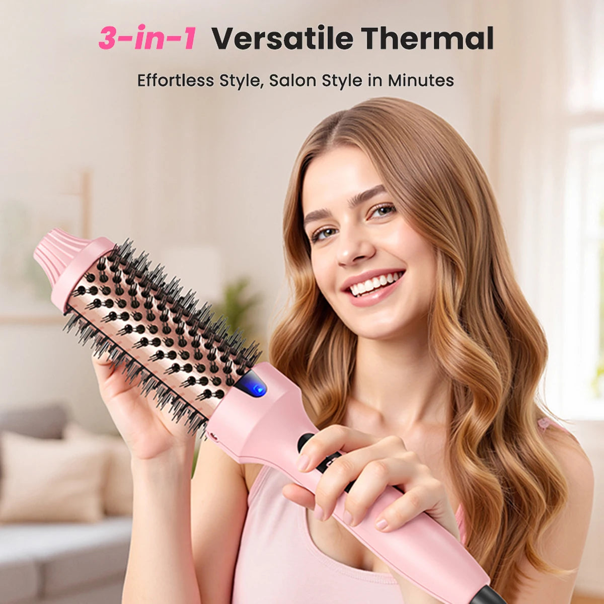 Bopcal Heated Curling Iron Brush 38mm Volumizing Hair Styler