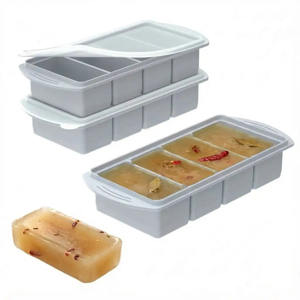 Silicone Freezer Trays With Lids 2 Pack Food Storage Containers Dishwasher Safe