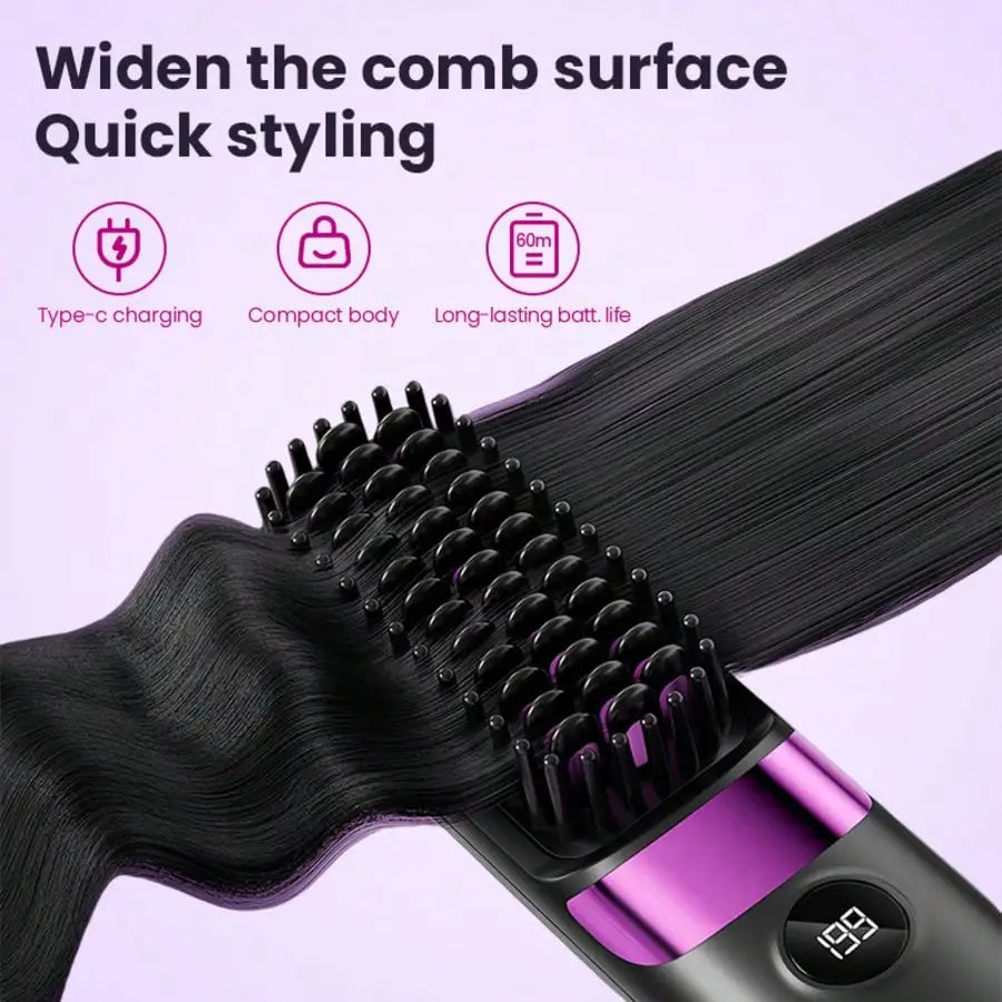 Mini Hair Straightener Comb Set USB Rechargeable Portable Styler