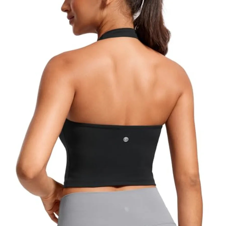 CRZ YOGA Butterluxe Halter Crop Tank For Women Workout Top