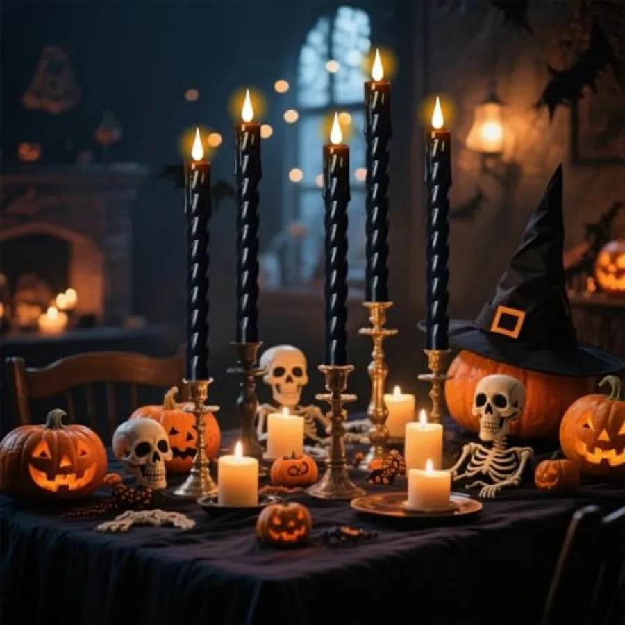 Plastic Flameless Taper Candles With Remote Timer Battery Operated