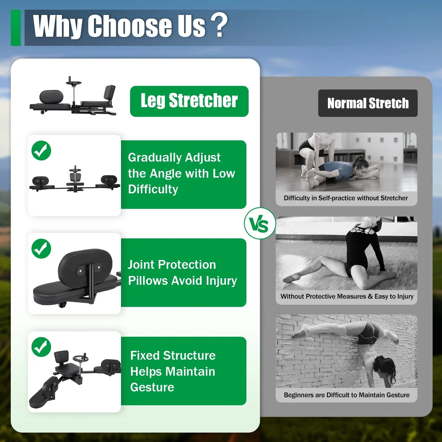 Leg Stretcher 3 Bar Leg Spreader Heavy Duty For Flexibility