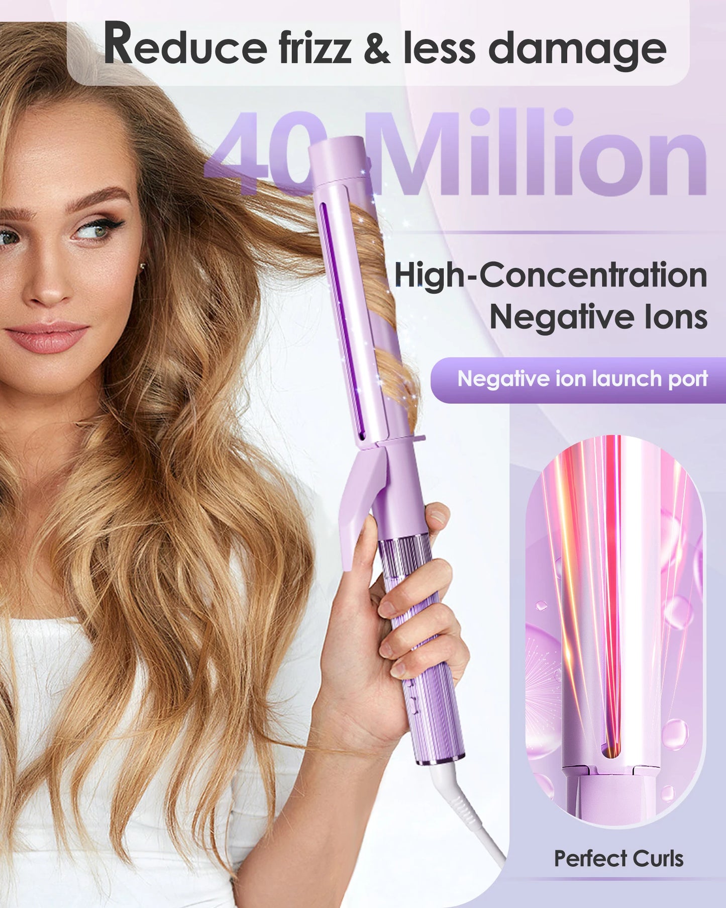 Novus Tourmaline Ceramic Ionic Curling Wand for Professional Hair
