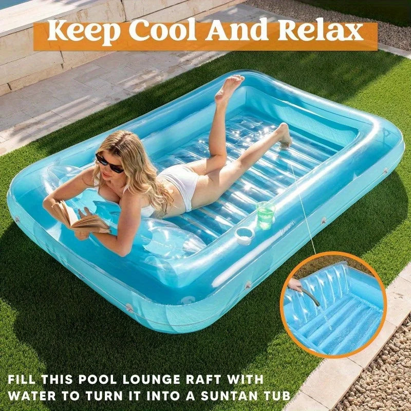 JOYFY Inflatable Pool Lounger Float With Pillow For Sunbathing Adult