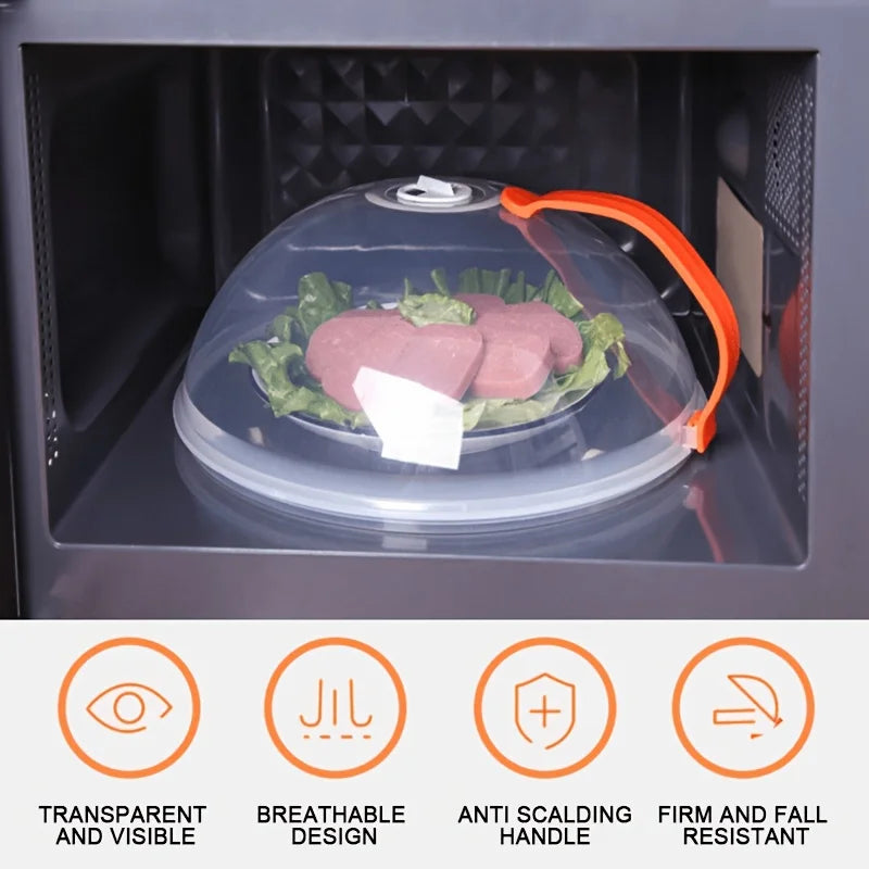 Microwave Food Cover Splash Proof With Steam Vents And Handle