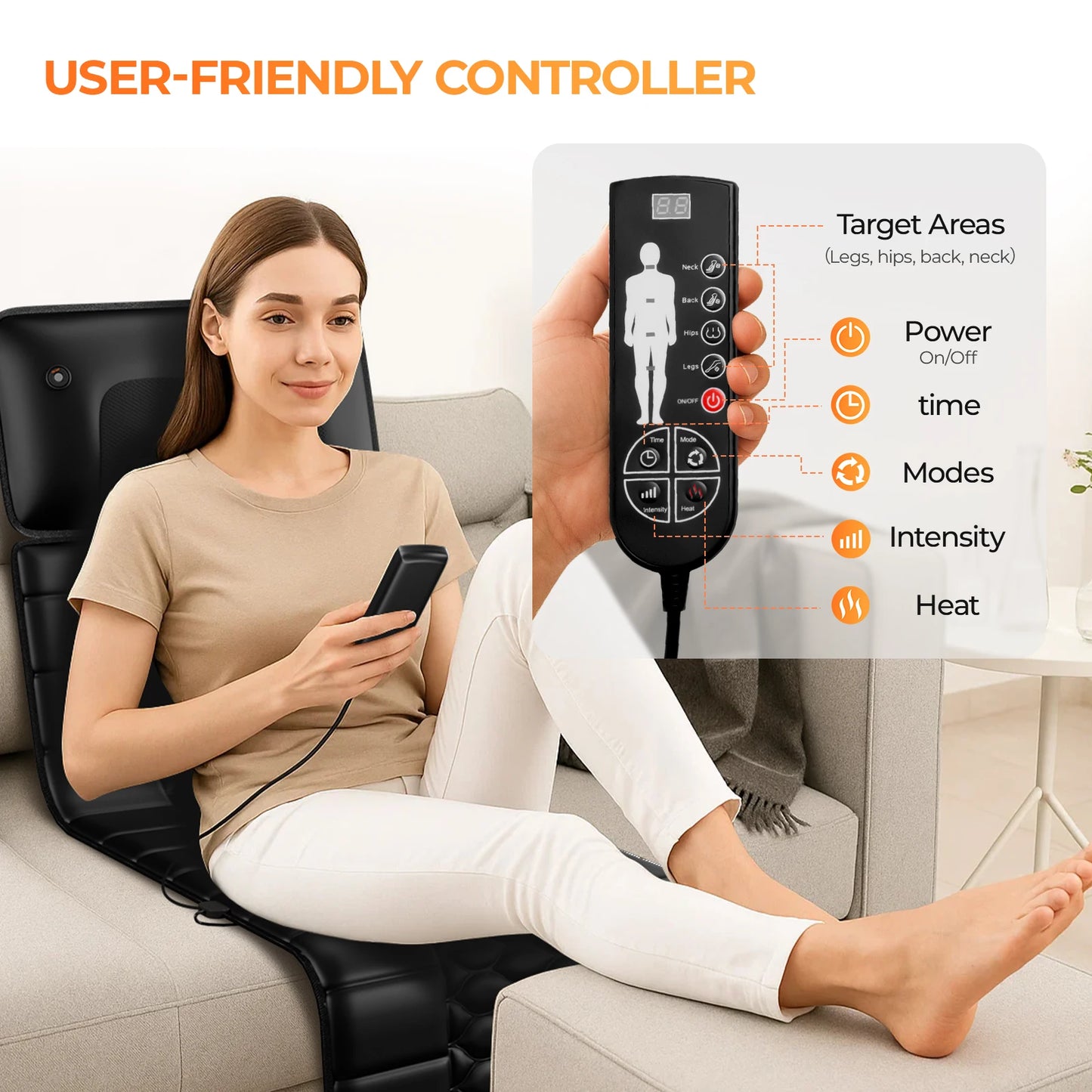 HIMOUTA Shiatsu Massage Mat With Heat And 10 Vibrating Motors