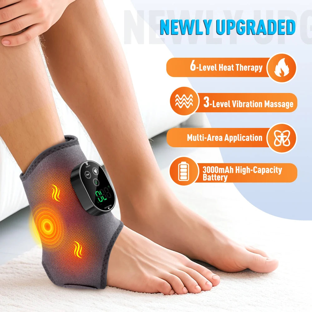 PASTSKY Electric Heating Vibration Foot Ankle Massager USB Rechargeable Strap