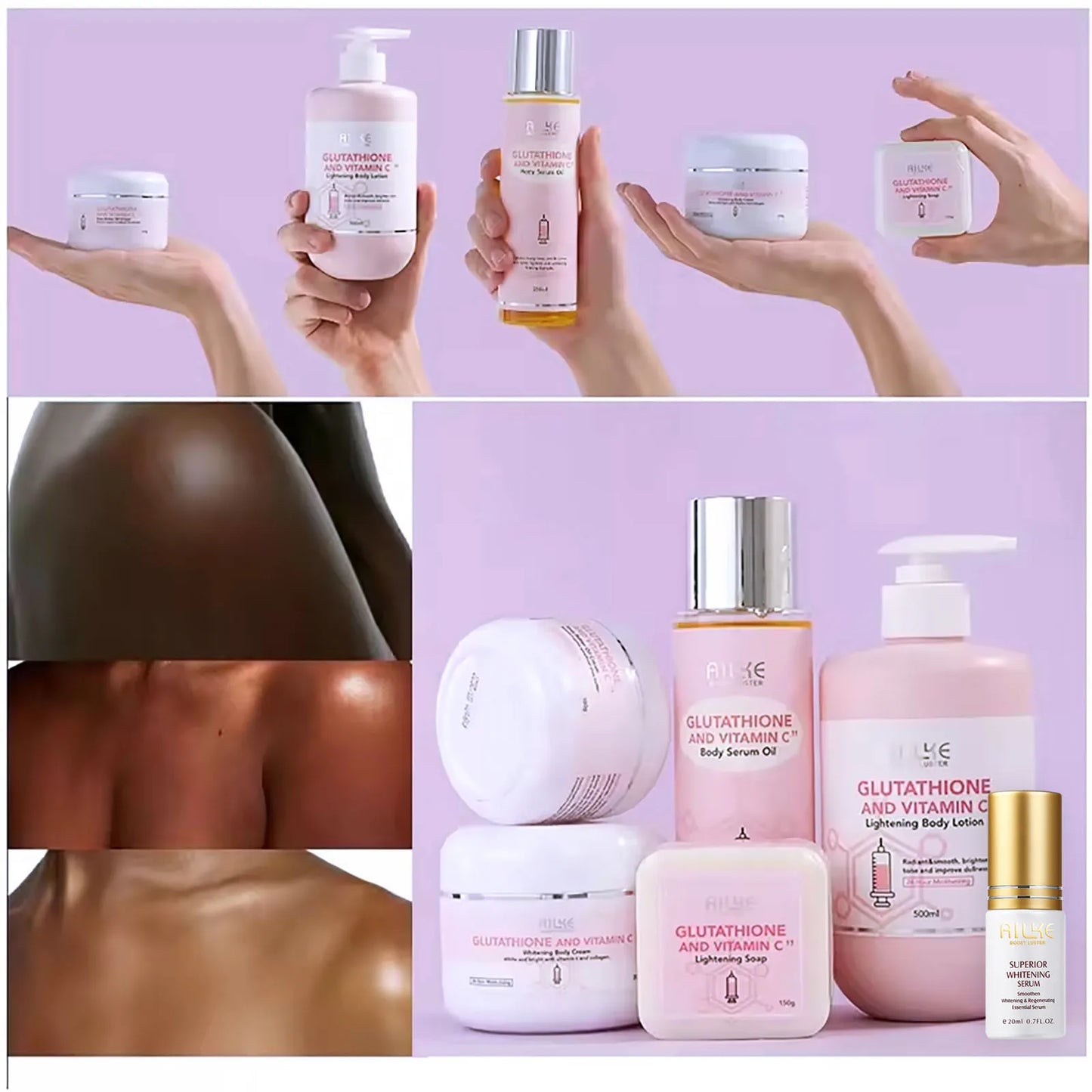 AILKE Vitamin C and Glutathione Brightening Body Lotion for Even Skin Tone