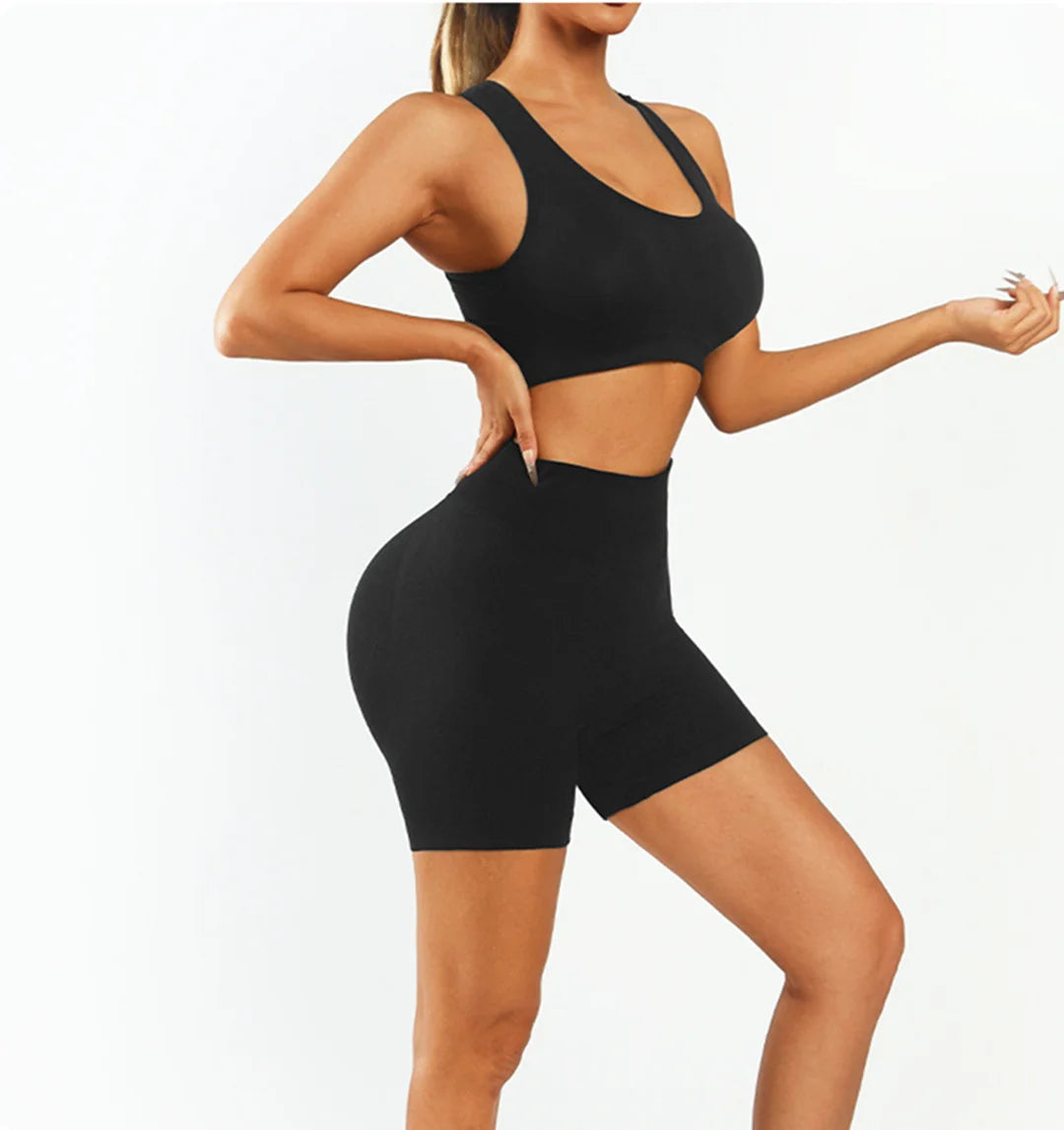 Women's 2 Piece Seamless Leggings Set With Padded Sports Bra