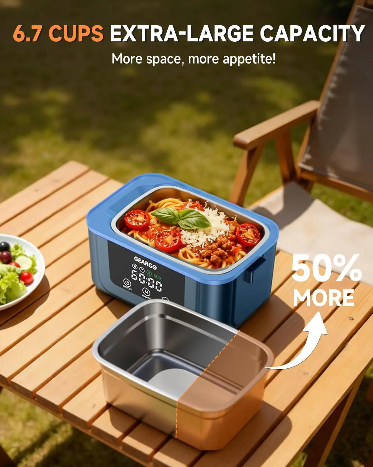 Cordless Electric Lunch Box Rechargeable Self Heating Food Container