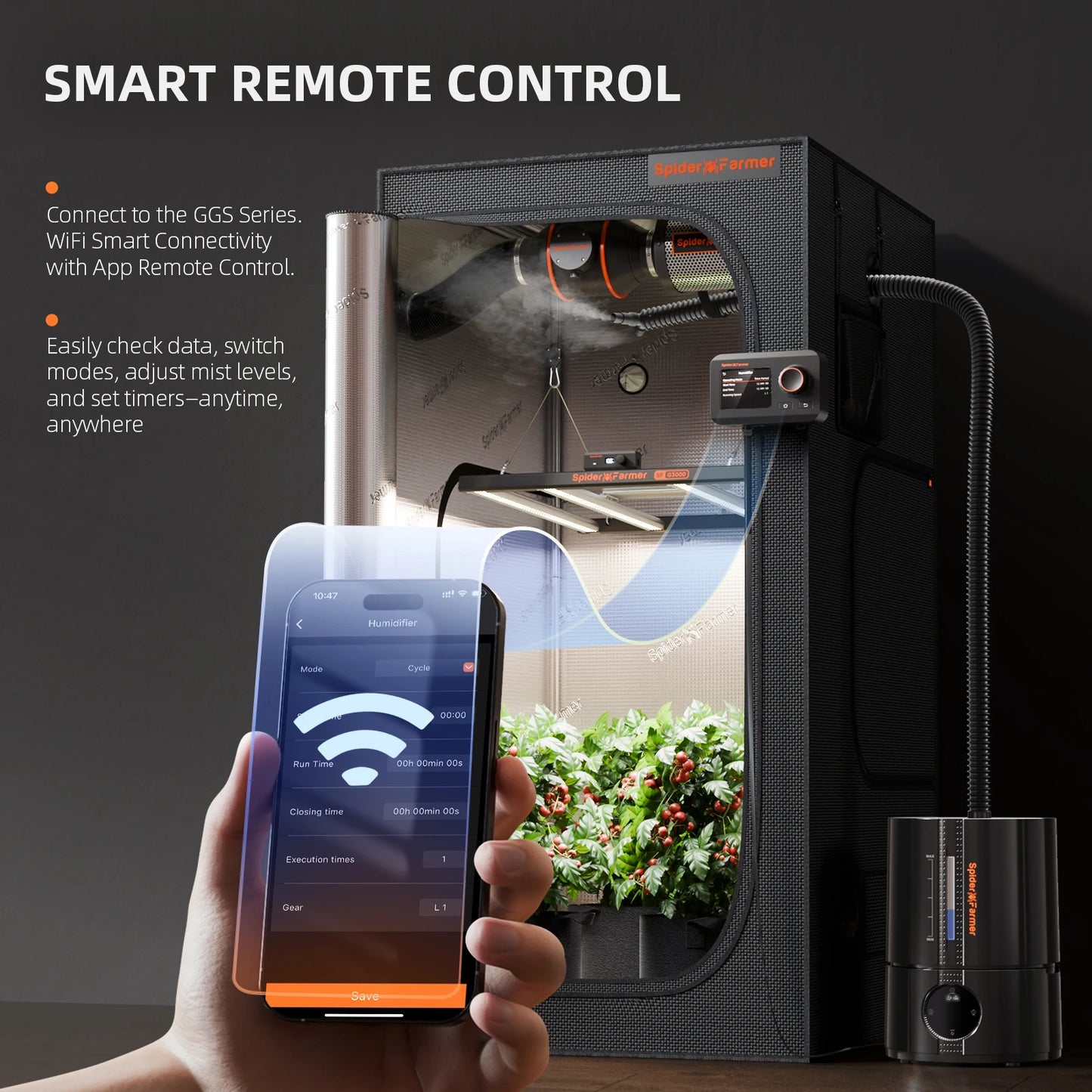 Spider Farmer Ultrasonic Air Humidifier Cool Mist With RJ12 Cable