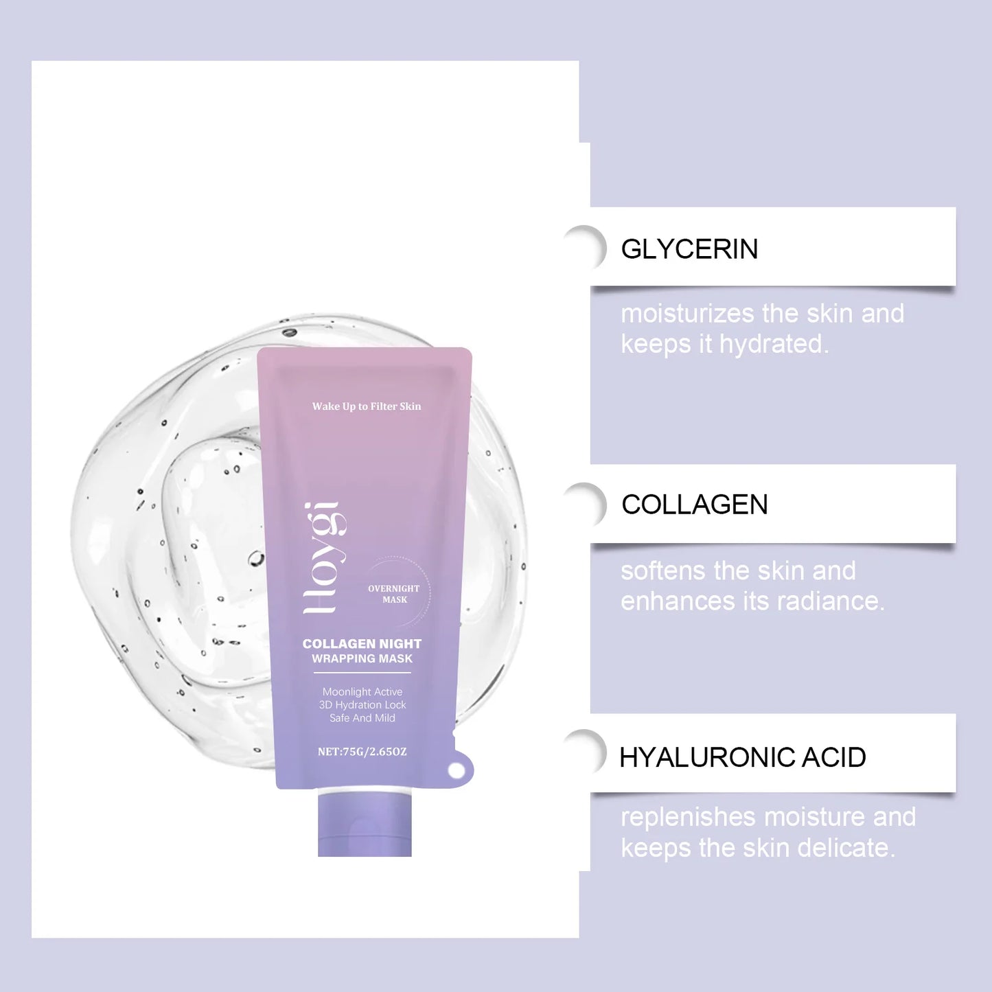 Hoygi Korean Collagen Peel Off Facial Mask Glow Glass Skin Pore Cleansing