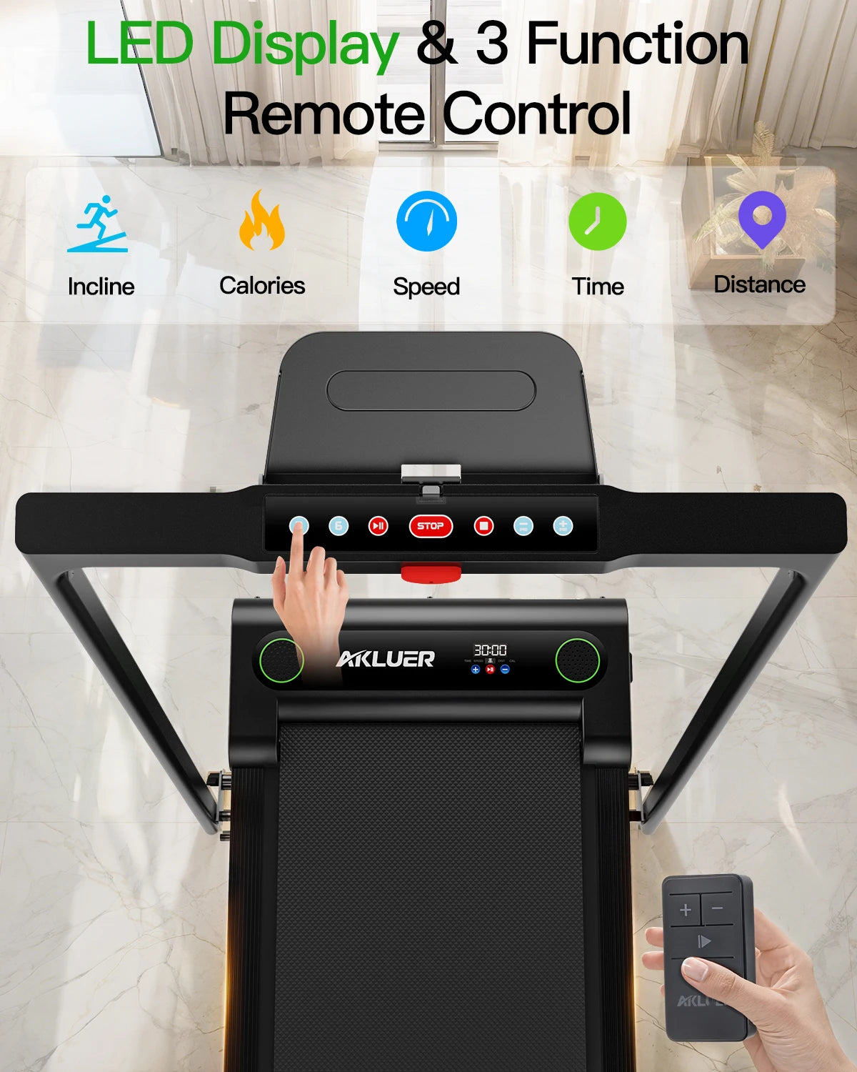 AKLUER Incline Desk Treadmill 2.5 HP With Remote LED Display