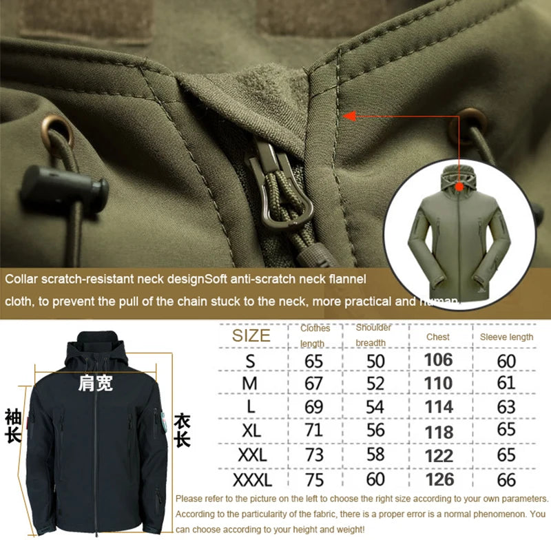 SoftShell Tactical Waterproof Jacket for Men Hiking Camping Outdoor Gear