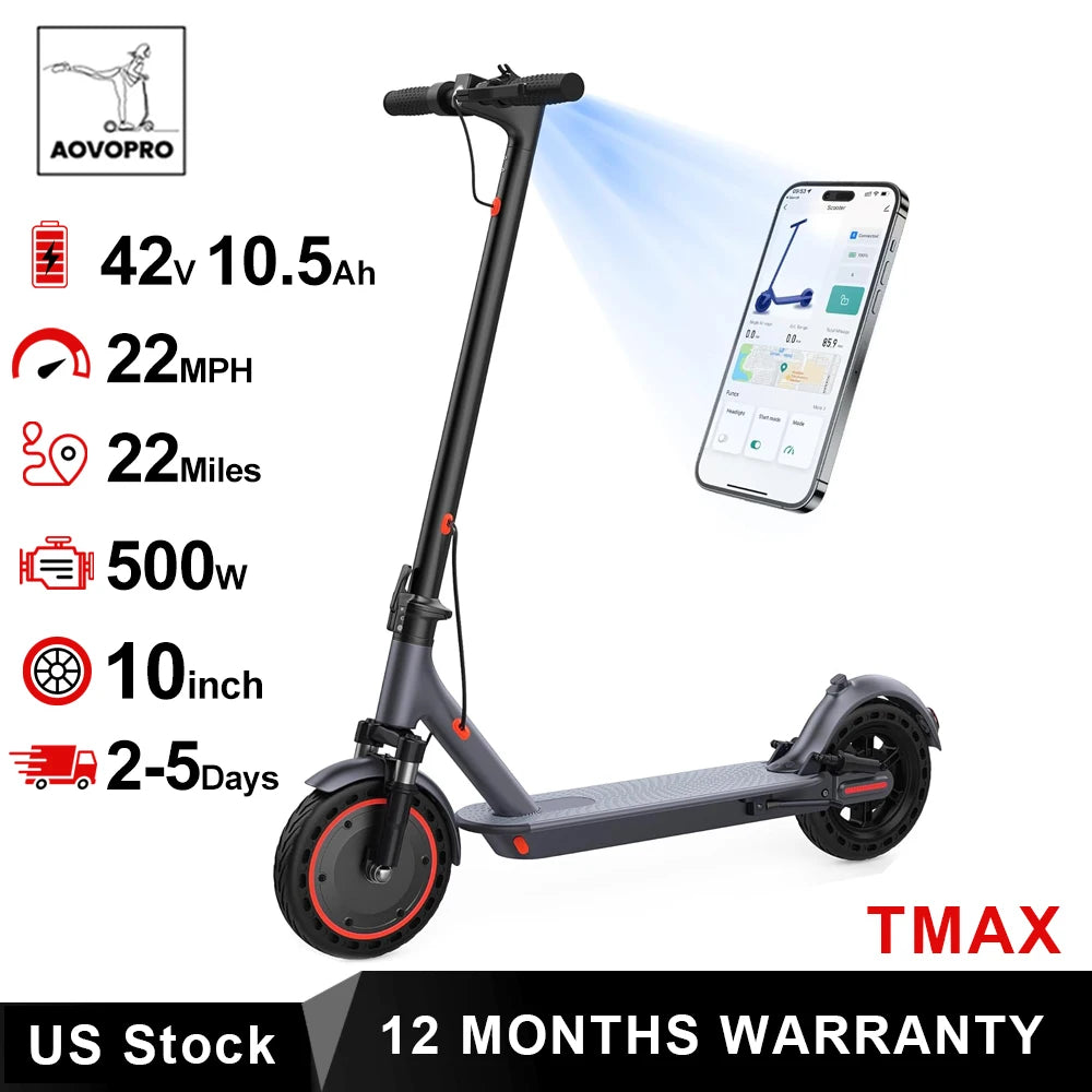 AOVOPRO TMAX Electric Scooter 500W 22MPH Smart App