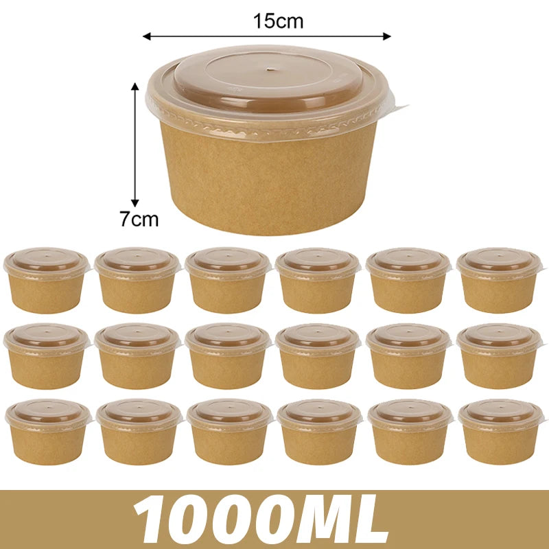 Kraft Paper Lunch Boxes With Lids Ice Cream Noodles